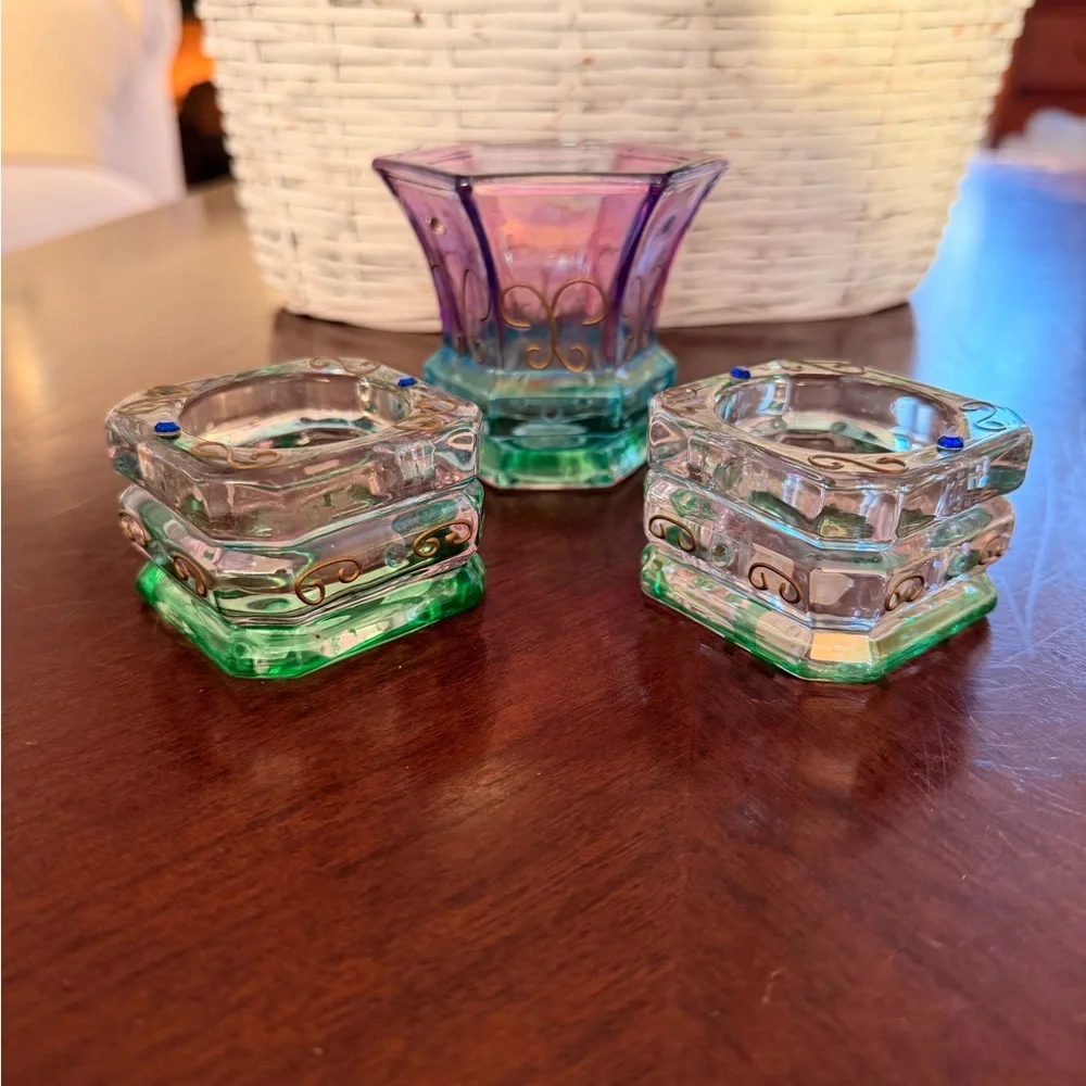 PartyLite Multicolor Glass Candle Holders - Picture 2 of 8